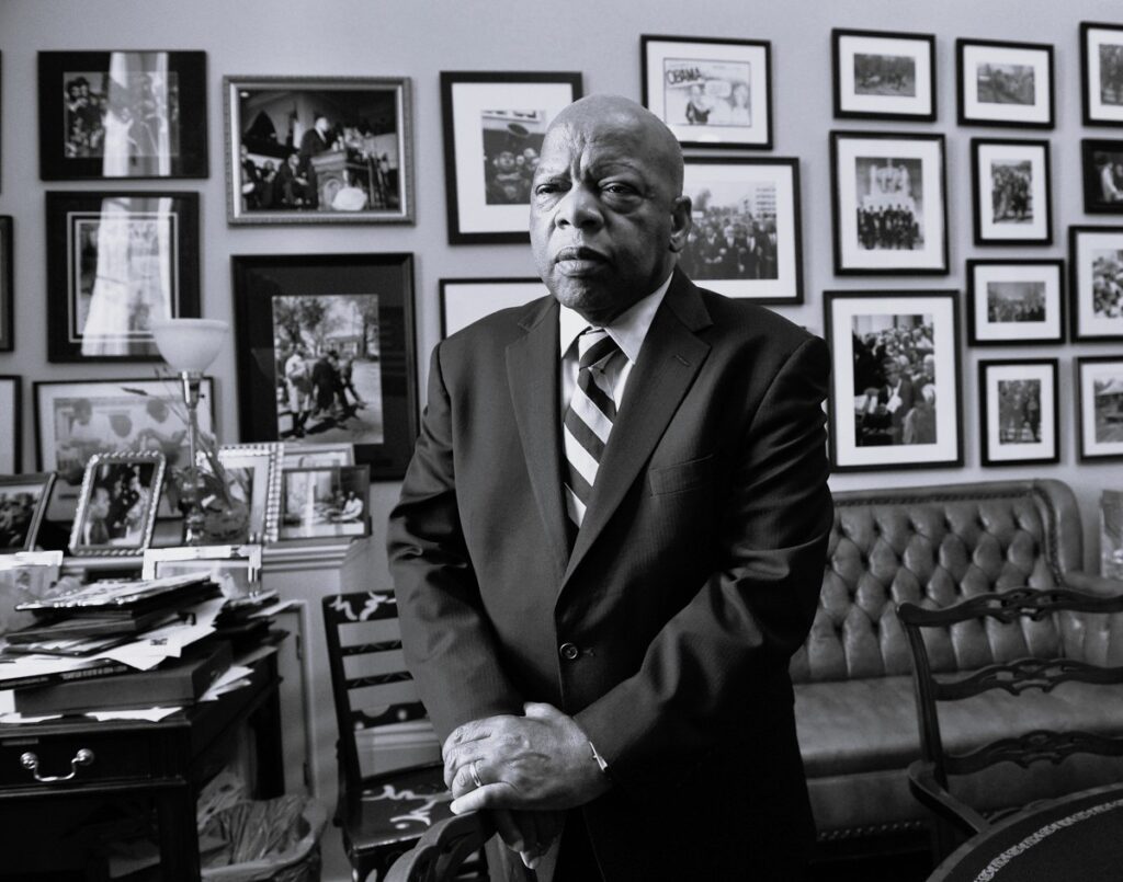 Jun 20, 2012; Washington, DC; Rep. John Lewis , D-Ga., poses for a photo in his office in the Cannon Building in Washington, DC. Lewis is a former Freedom Rider and the last surviving major organizer of the March on Washington. Mandatory Credit: Jack Gruber/USA TODAY NETWORK